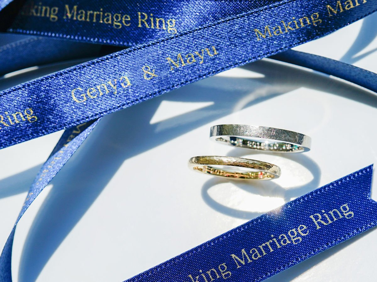 プラチナとゴールドのアンティーク加工を施した手作り結婚指輪 埼玉 Genya&Mayu 2020.03.13 2
