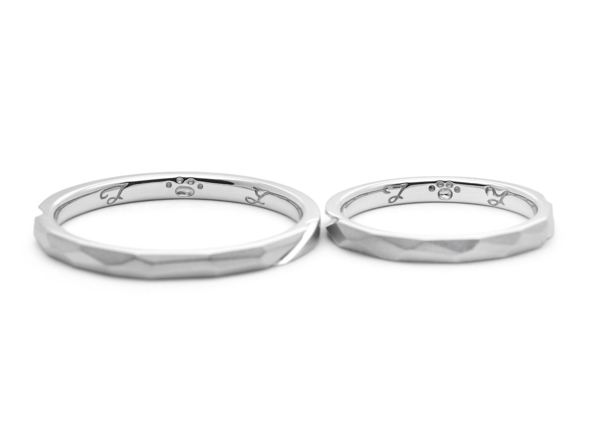 ファセットと平打ちを組み合わせたスタイリッシュな手作り結婚指輪2021.08.09 2