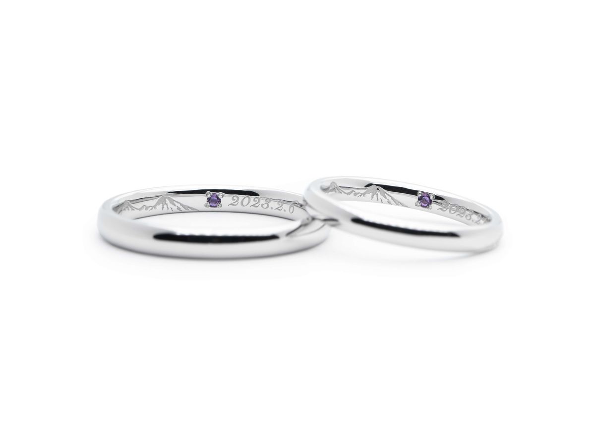 ストレートの甲丸にダイヤを斜めに彫り留めしたオーダーメイド結婚指輪2023.02.06 2