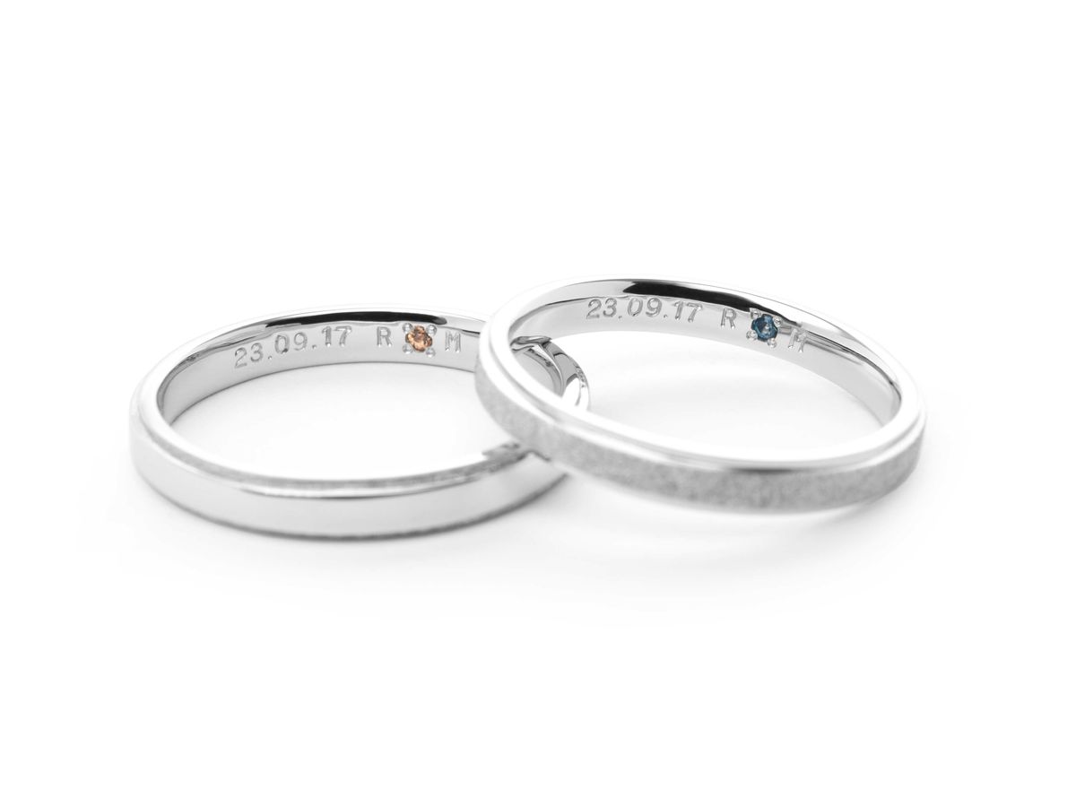 ペア感のある鏡面とスターダスト加工の手作り結婚指輪 茨城 Ryoji&Miki 2023.09.02 2