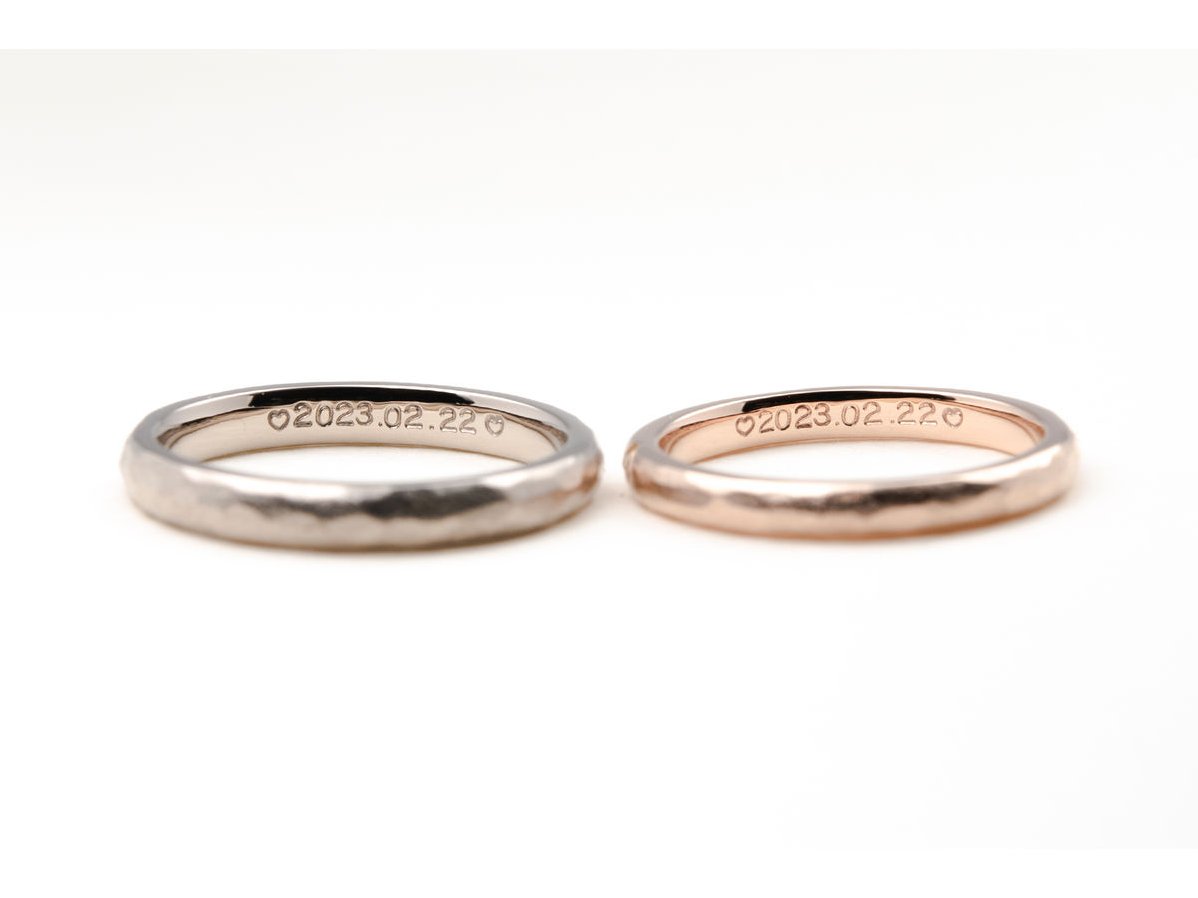 ゴールドでアンティーク加工の手作り結婚指輪2023.12.02 3