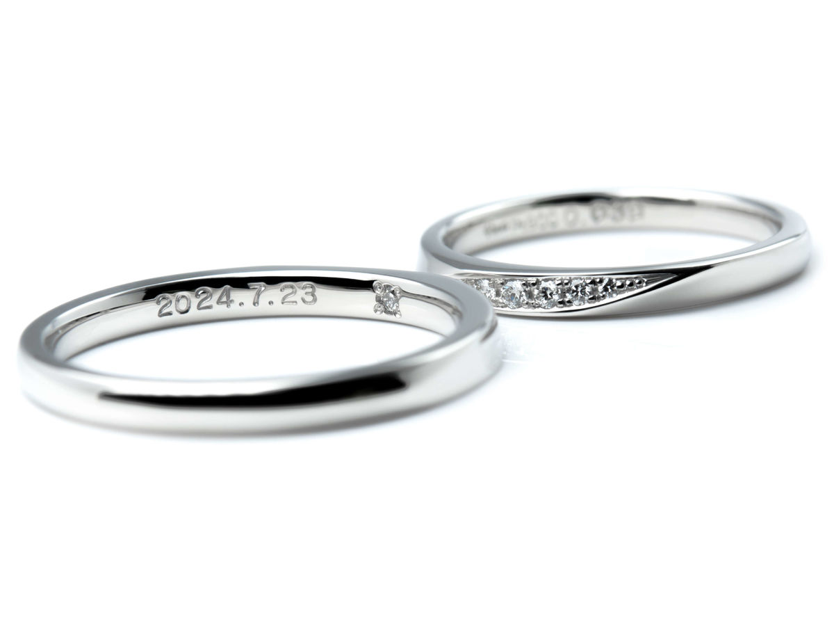 ツインダイヤをお留めしたふたひねりの結婚指輪  (2024062420000302) 2