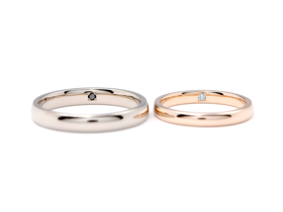シャンパンゴールドとピンクゴールドの手作り結婚指輪 3
