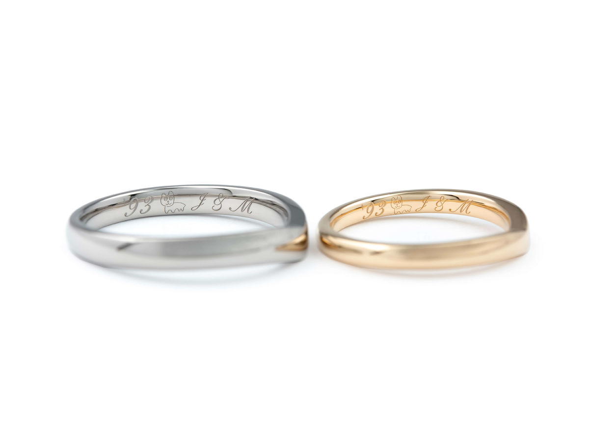 ブラックゴールドとアンティークゴールドの手作り結婚指輪 2
