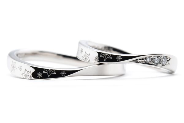 麻の葉模様の手作り結婚指輪