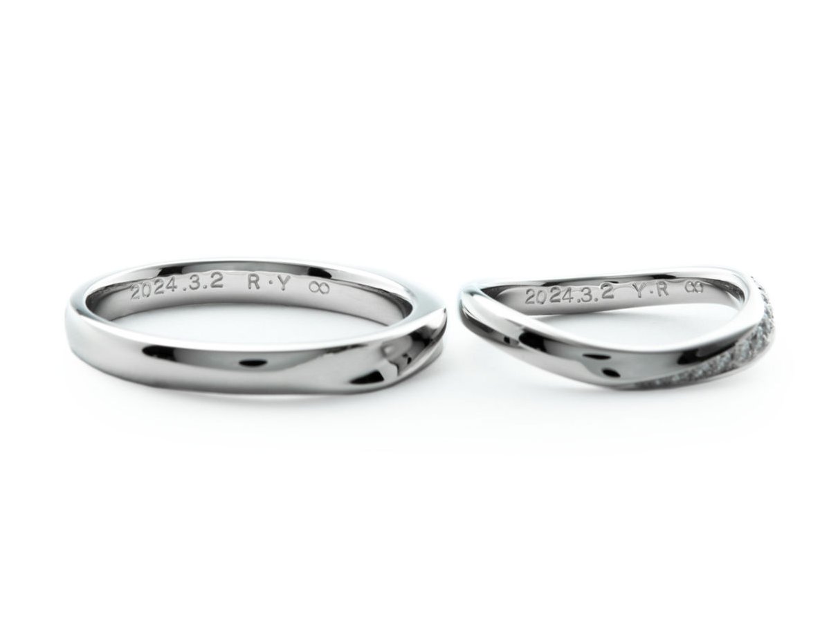 シンプルなストレートとウェーブ感が綺麗なふたひねりの手作り結婚指輪 3