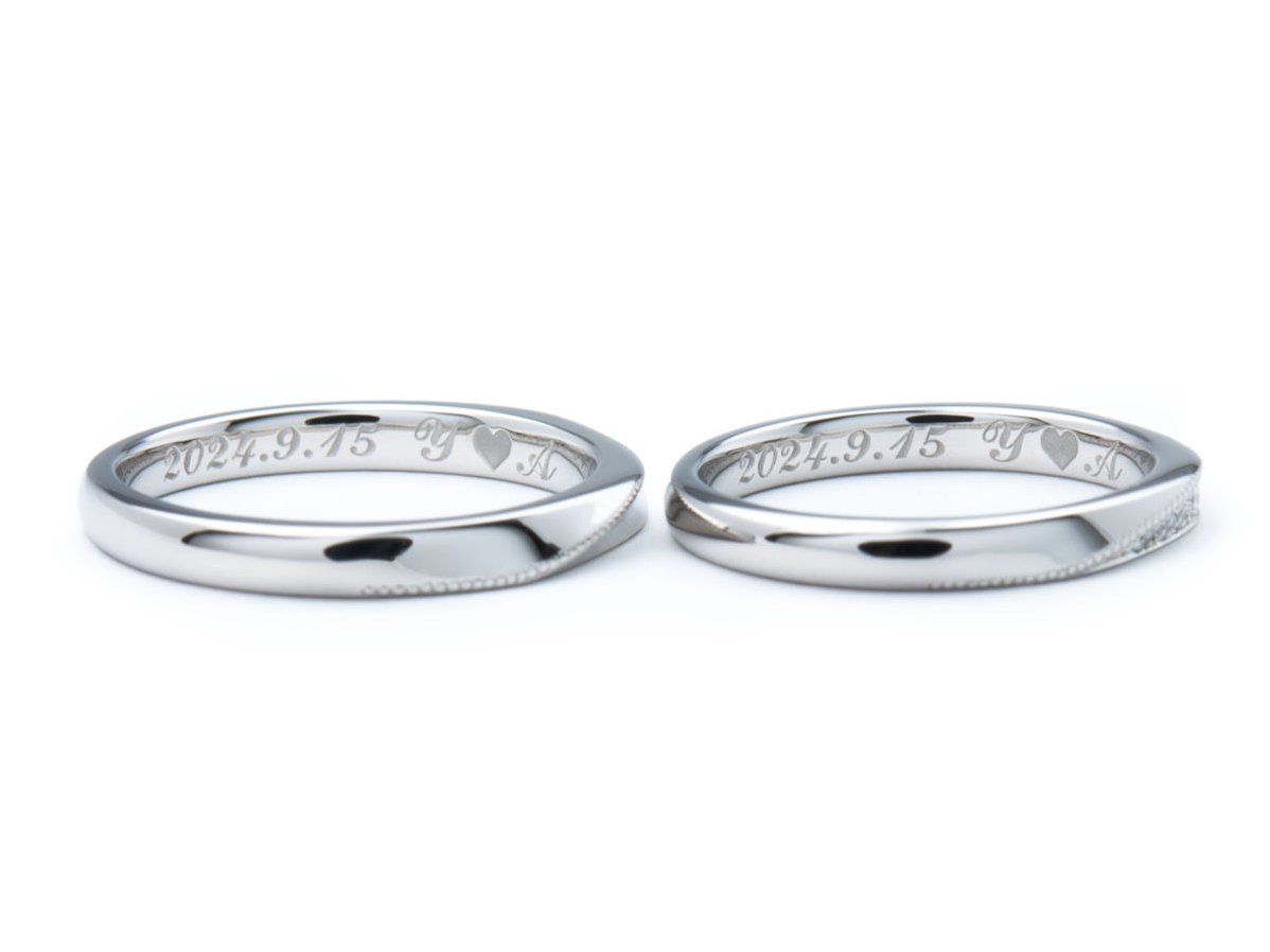 ミルグレインがポイントになったふたひねりの結婚指輪 2