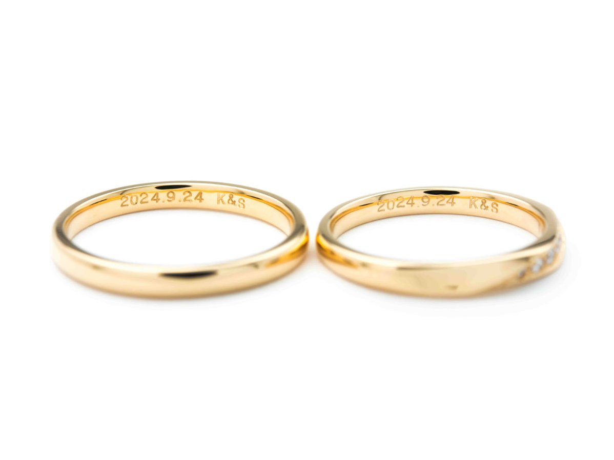 アンティークゴールドで作るシンプルな甲丸の結婚指輪 2