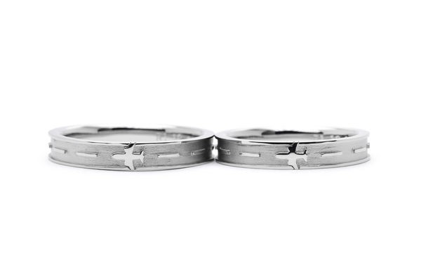 滑走路モチーフの手作り結婚指輪