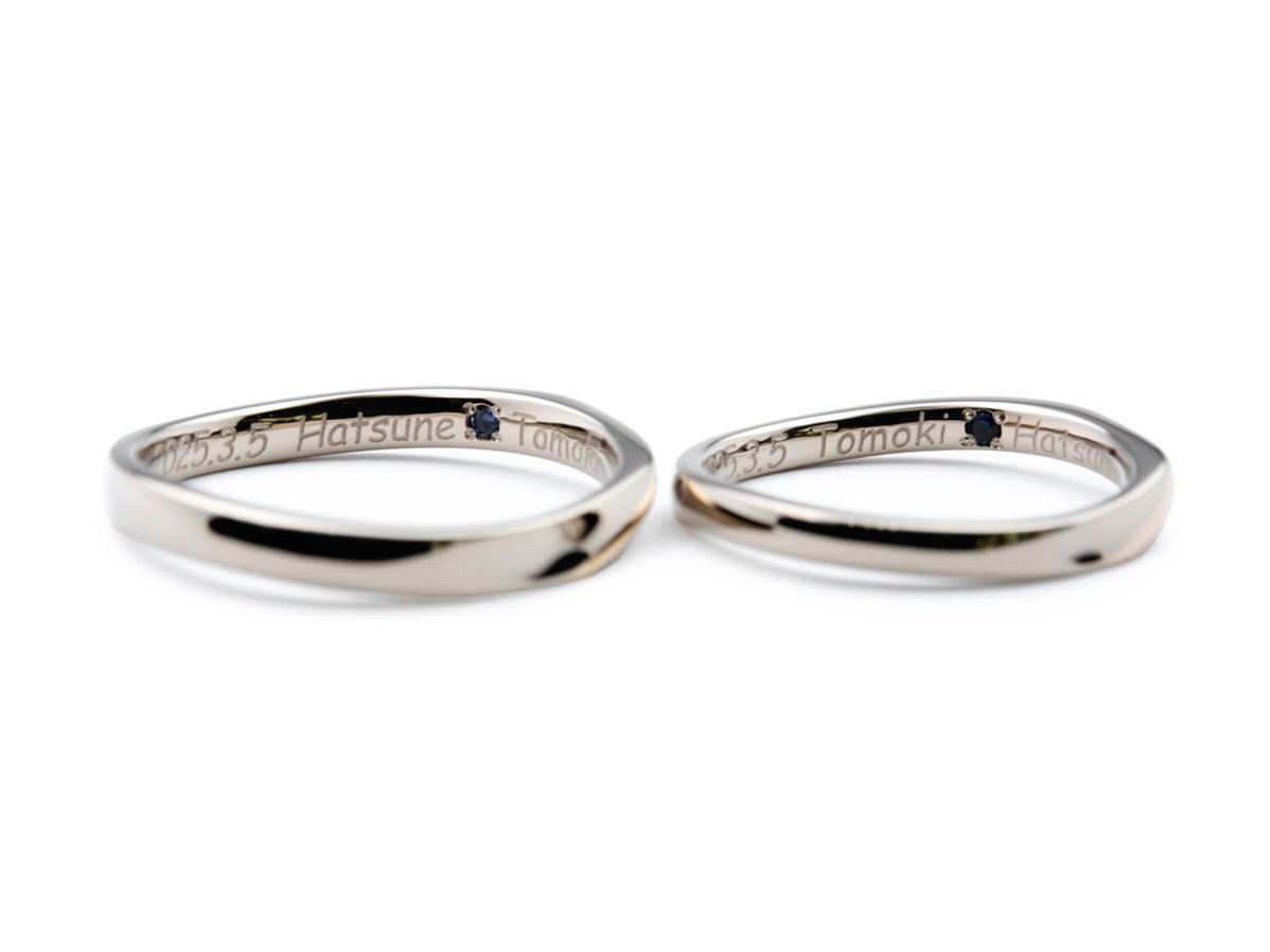 シャンパンゴールドにブラウンダイヤモンドの手作り結婚指輪 2