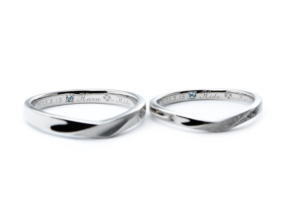 プラチナのV字ひねりオーダーメイド結婚指輪 2