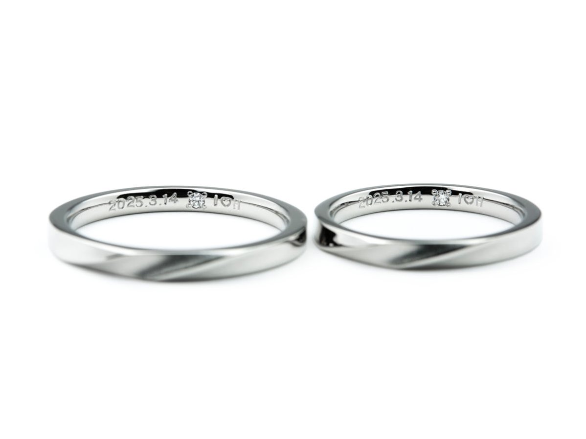 プラチナのふたひねりストレートの手作り結婚指輪 2