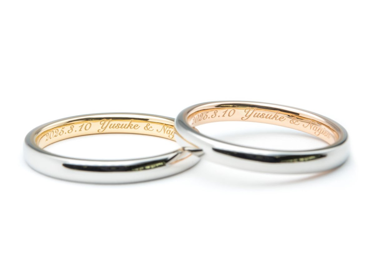 素材を2種類使用したシンプルな結婚指輪 2