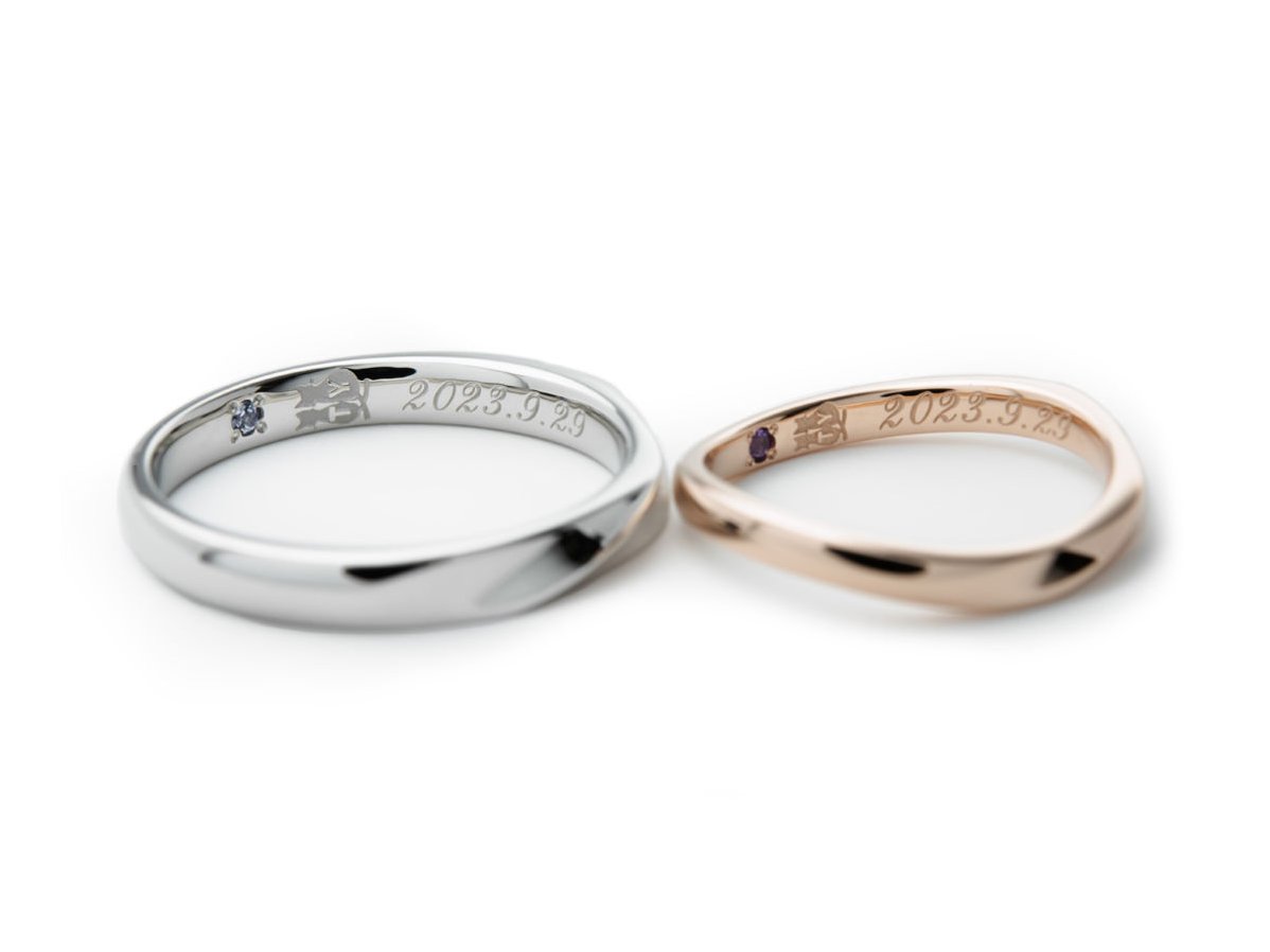 プラチナとローズゴールドで作るふたひねりの結婚指輪 2