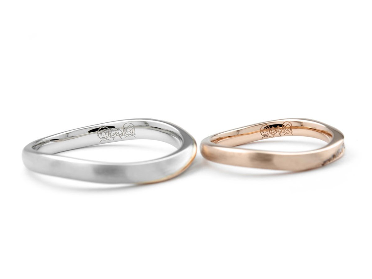 赤い糸とブラウンダイヤモンドのグラデーションが綺麗な結婚指輪 3