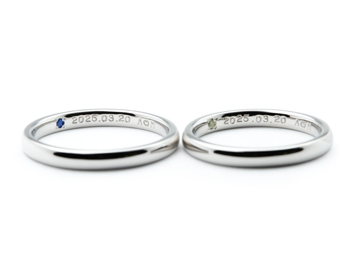 鏡面仕上げとホーニング加工を組み合わせたリバーシブルデザインの手作り結婚指輪 3