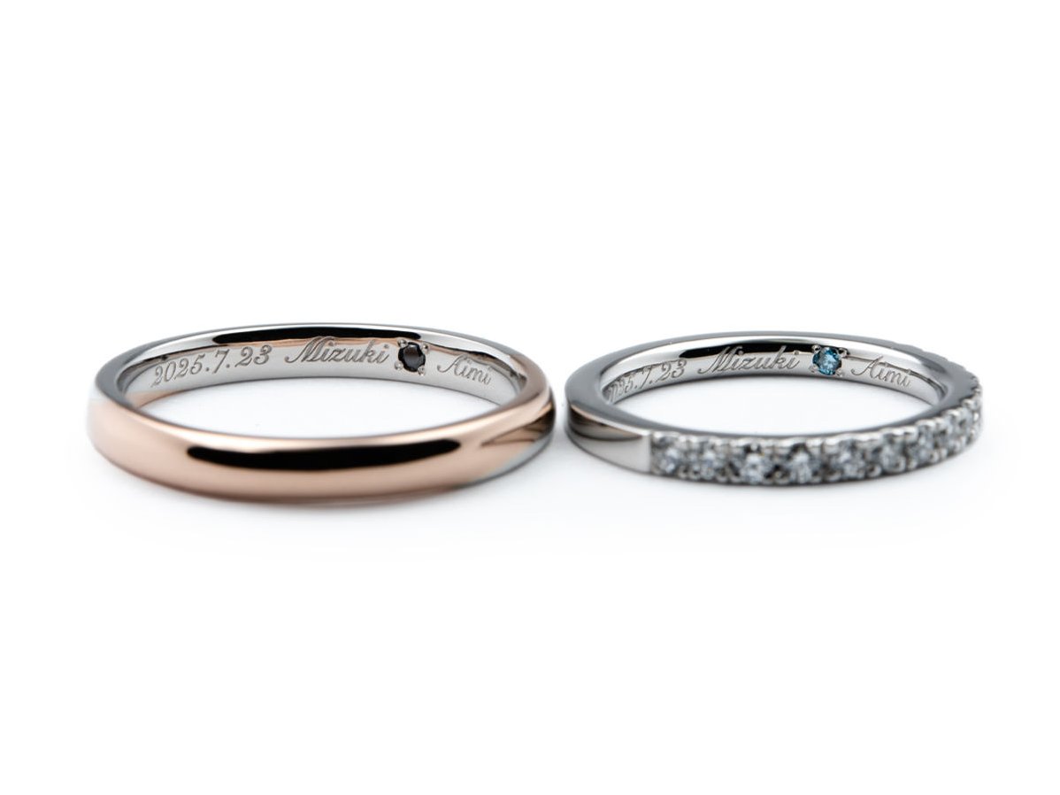 コンビネーションとエタニティリングの手作り結婚指輪 2