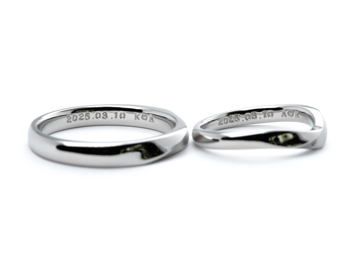 ストレートとV字で作るふたひねりの手作り結婚指輪 2