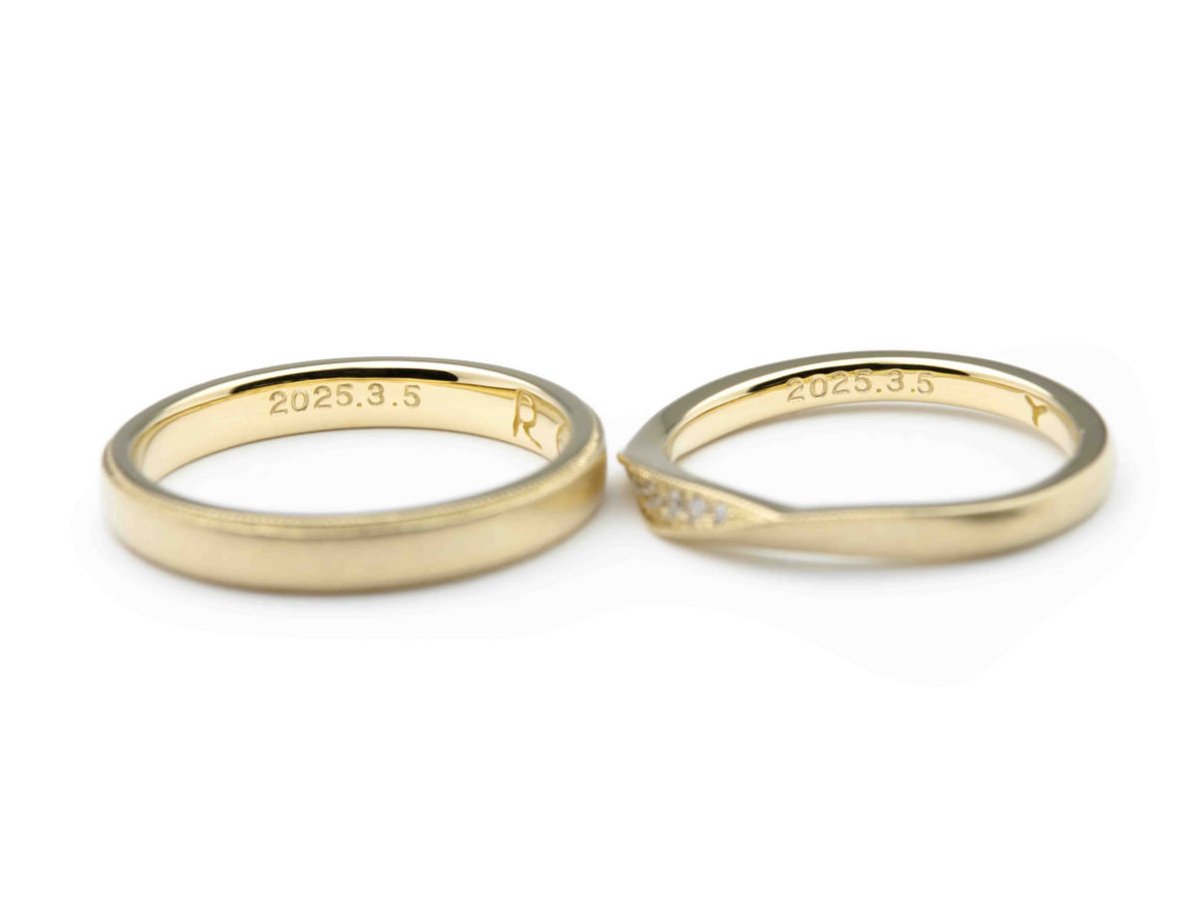 ライムゴールドとミルのラインがおしゃれな手作り結婚指輪 3