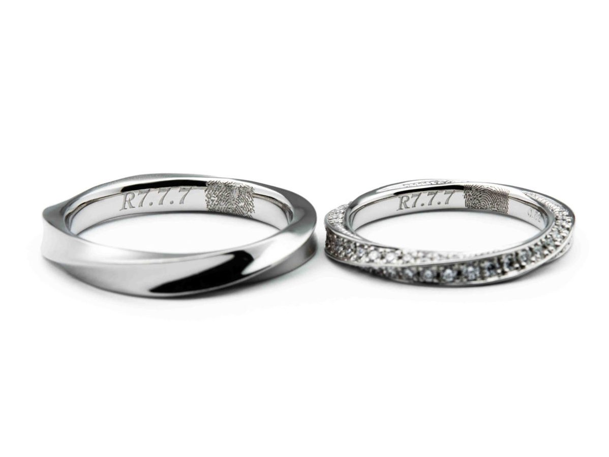 連続したひねりとフルエタニティの手作り結婚指輪 2