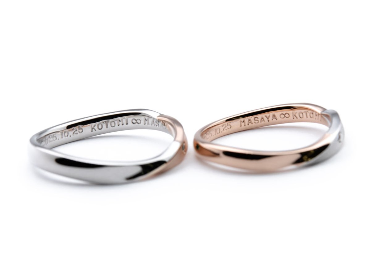 プラチナ×ローズゴールドの色違いで作る手作り結婚指輪 2