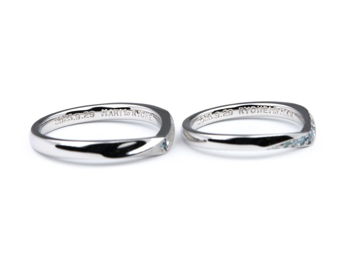 ブルーグリーンのグラデーションがとても素敵な手作り結婚指輪 2