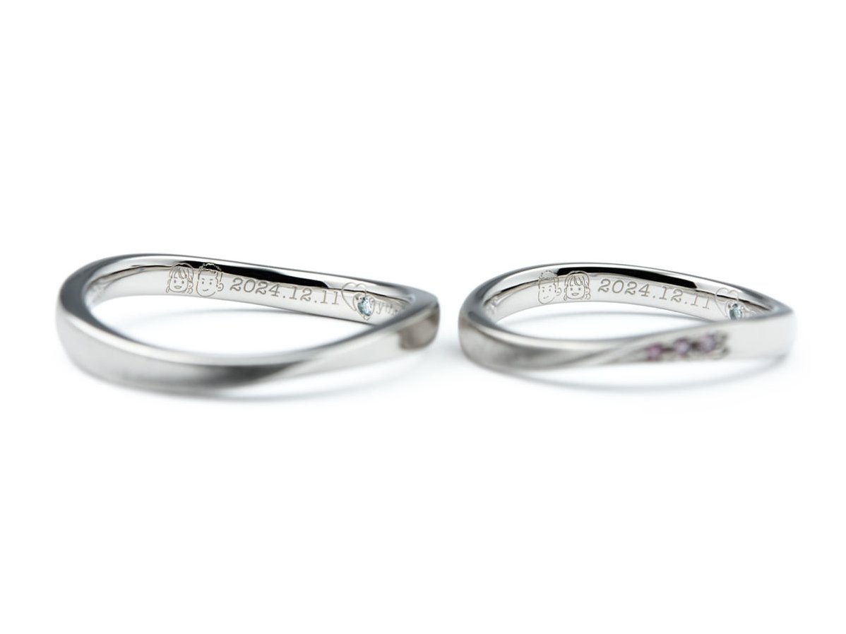 ピンクダイヤモンドのグラデーションオーダーメイド結婚指輪 2