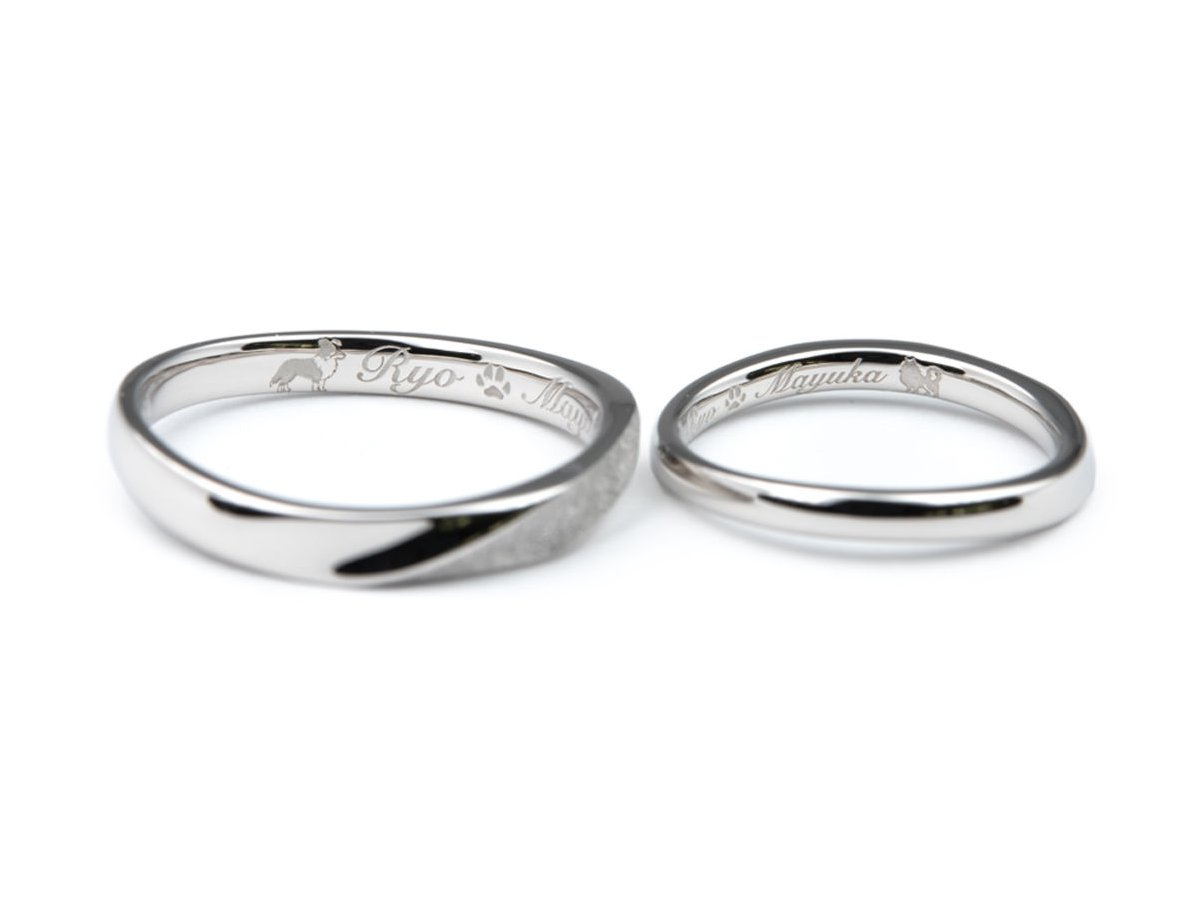 ブルーダイヤモンドと五光留めが輝くオーダーメイド結婚指輪 2