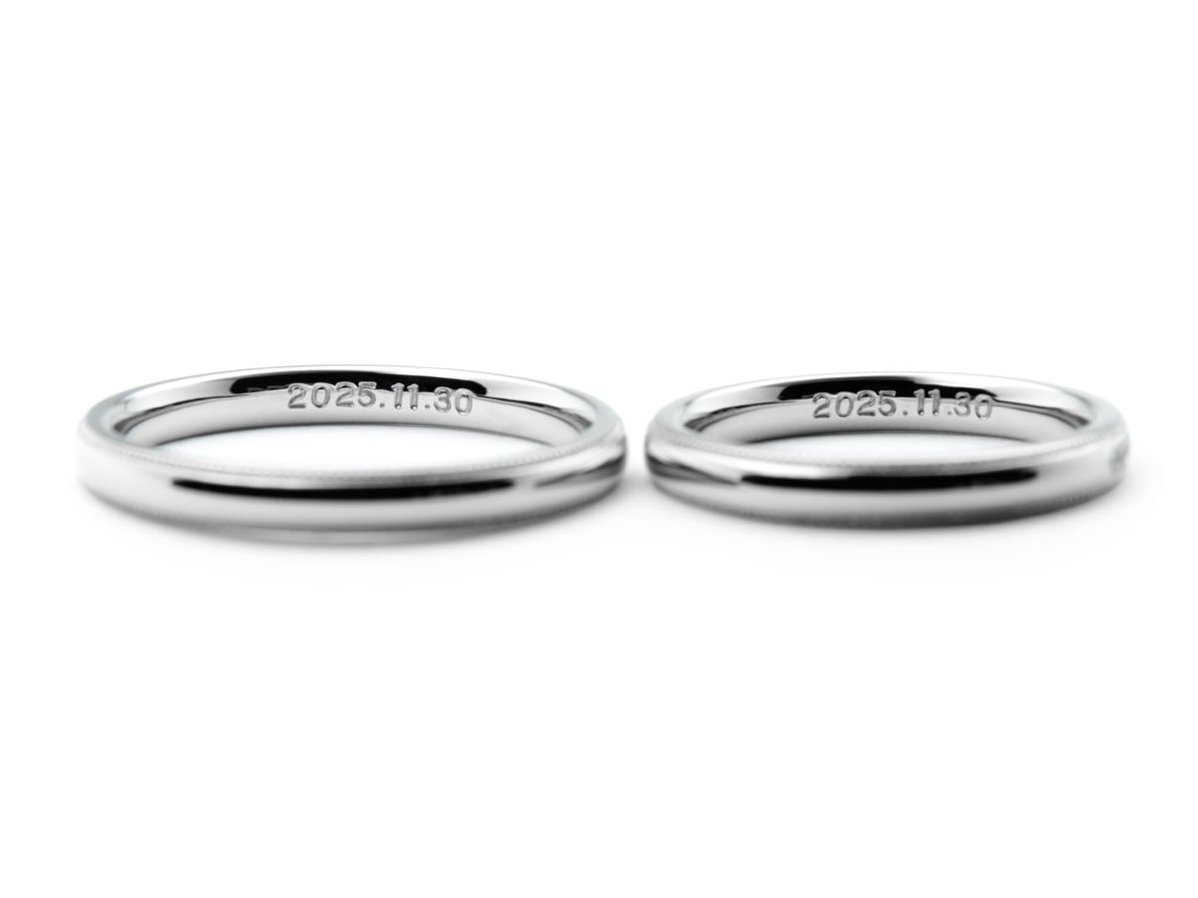上下にミルグレインが入ったクラシカルな手作り結婚指輪 2
