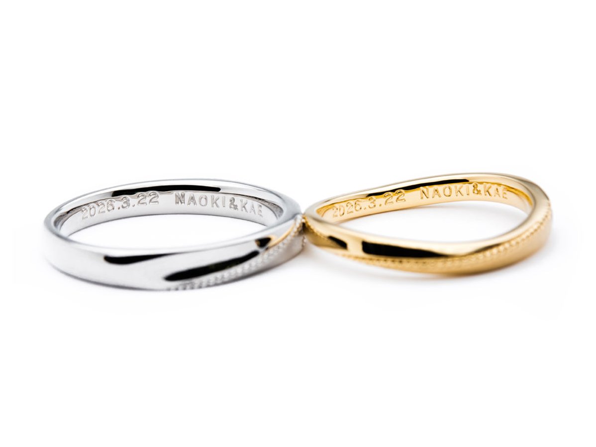 ミルグレインが素敵なひねりのオーダーメイド結婚指輪 2