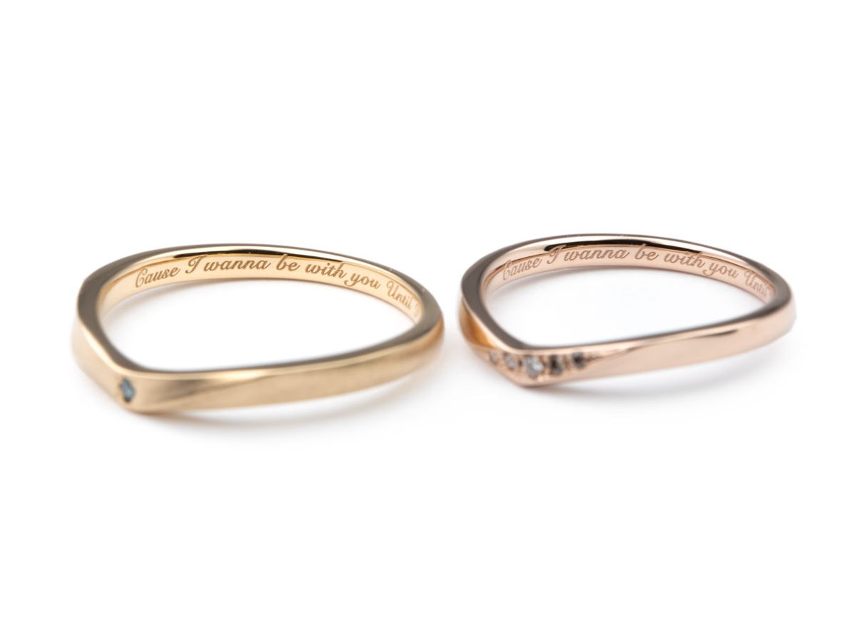 アンティークゴールドとローズゴールドとカラーダイヤモンドが素敵なオーダーメイド結婚指輪2025120819950926 2