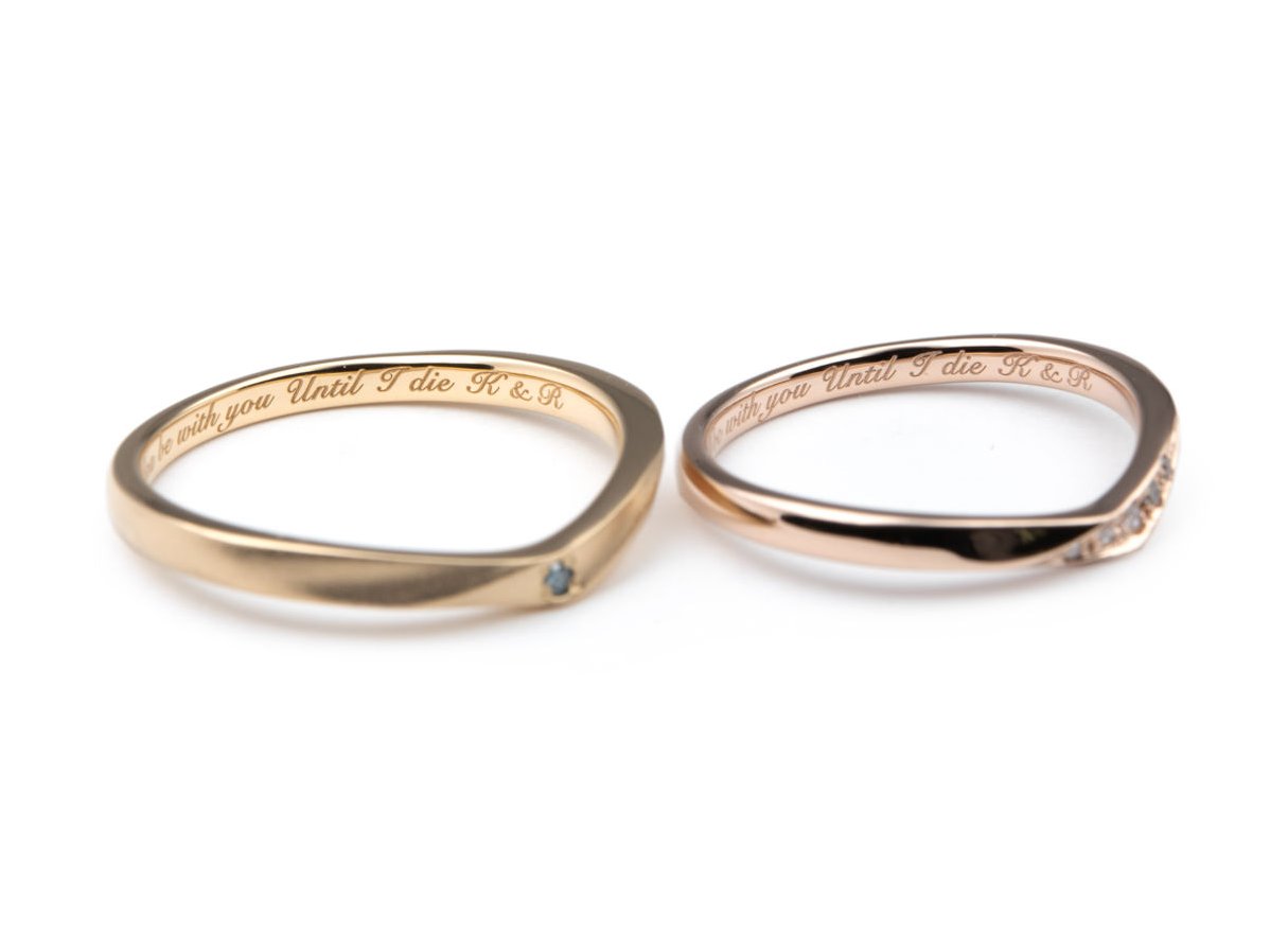 アンティークゴールドとローズゴールドとカラーダイヤモンドが素敵なオーダーメイド結婚指輪2025120819950926 3
