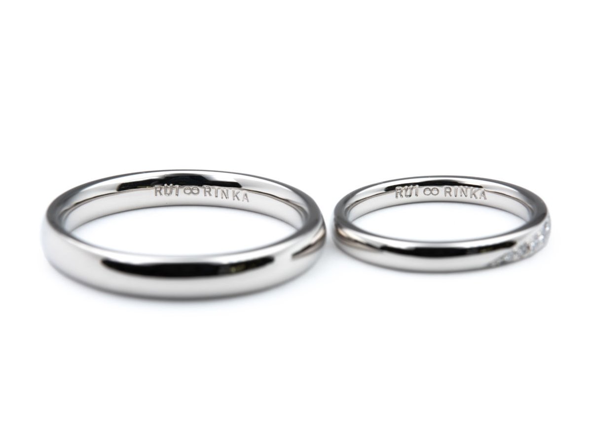 ストレート甲丸デザインとダイヤモンドを敷き詰めた手作り結婚指輪2025122820040126 2