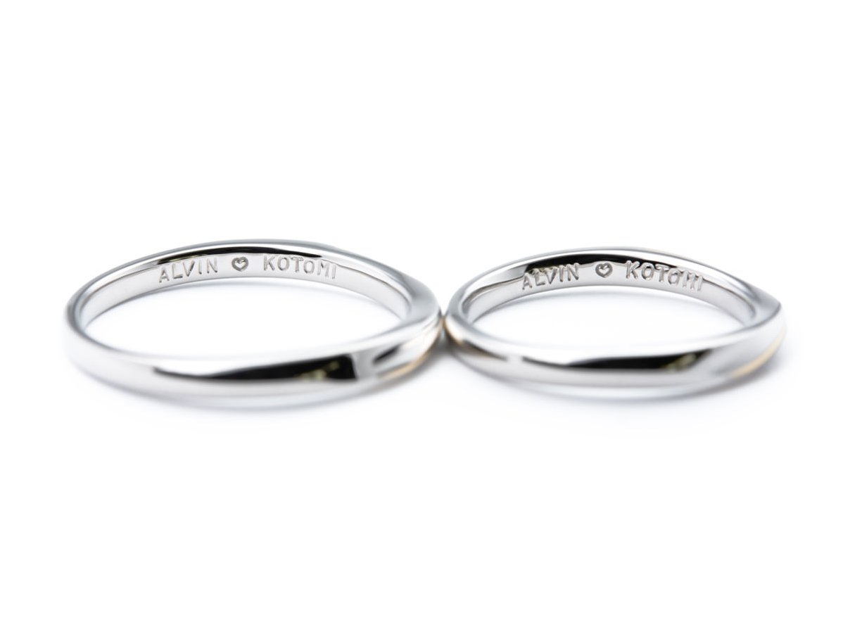 スターダスト加工と五光留めが輝くひねりの手作り結婚指輪2026021419991120 2