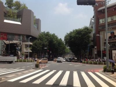 道順 Step 3：「東急プラザ」「ラフォーレ原宿」の交差点を越えてまっすぐ進みます。